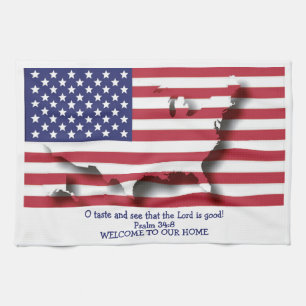 Custom Christian FLAG OF USA Kitchen Towel