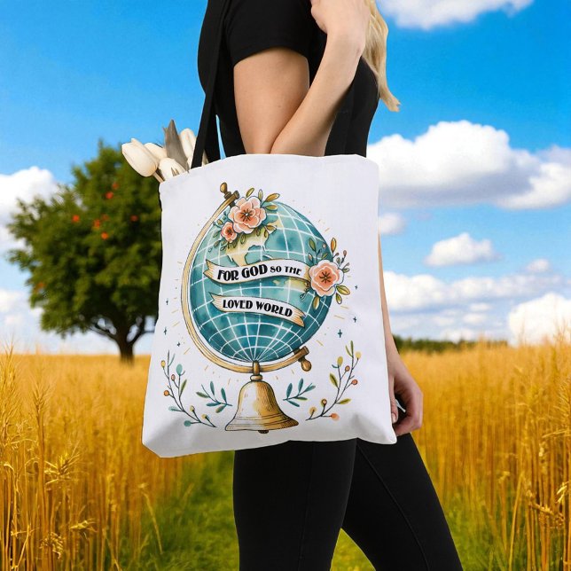 Custom Christian For God So Loved the World Tote Bag (Creator Uploaded)