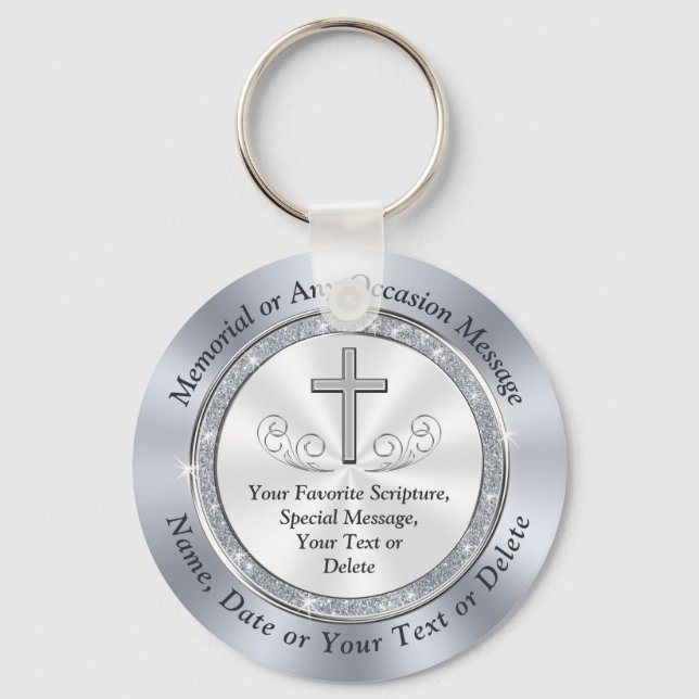 Custom Christian, Funeral Keepsakes for Guests Keychain (Front)