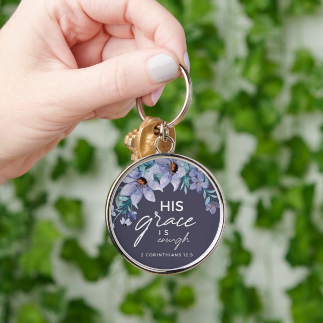 Custom Christian His Grace is Enough Keychain (Hand)