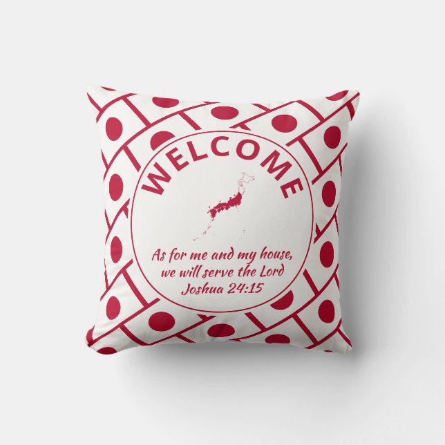 Custom Christian JAPAN Welcome Throw Pillow (Front)
