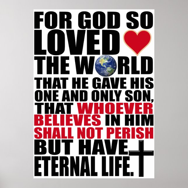 Custom Christian John 3:16 Bible Verse Poster (Front)
