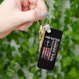 Custom Christian One Nation Under God Keychain