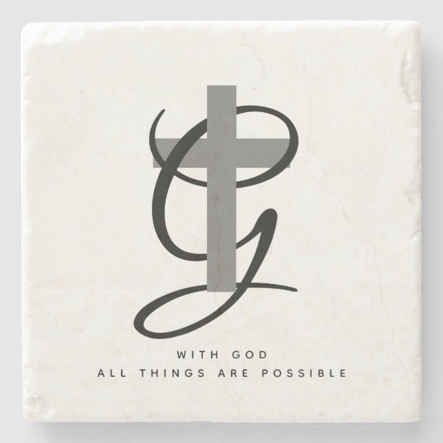 Custom Christian religious cross pastor thank you Stone Coaster (Front)