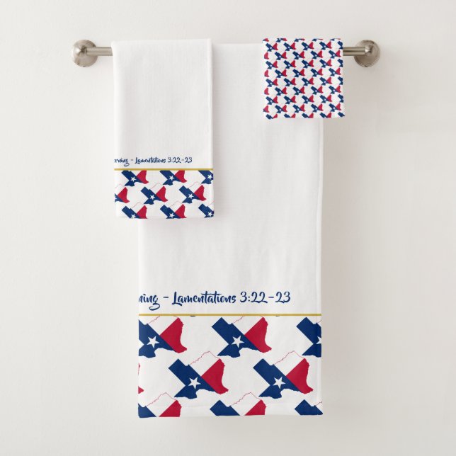 Custom Christian TEXAS FLAG Bath Towel Set (Insitu)