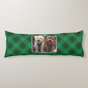 Custom Christmas 2 Photo Frame Red and Green Plaid Body Pillow