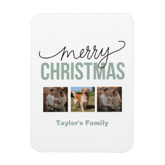 Custom Christmas 3 Spaces Family Photo  Magnet