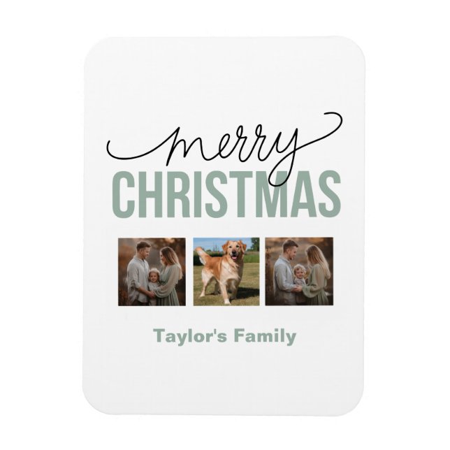 Custom Christmas 3 Spaces Family Photo  Magnet (Vertical)