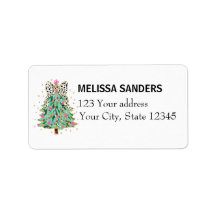 Custom Christmas Address Labels with Coquette Bow 