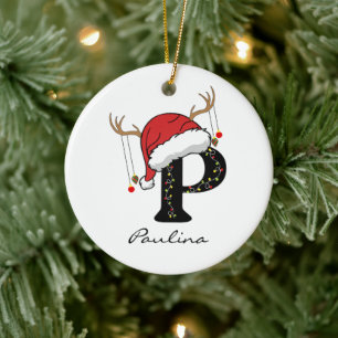 Custom Christmas Alphabet Initial Ornament for Mom