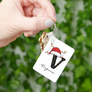 Custom Christmas Alphabet Keychain for Dad or Mom