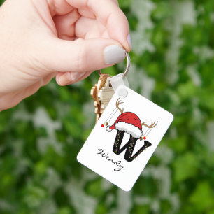 Custom Christmas Alphabet Monogram Mom Keychain