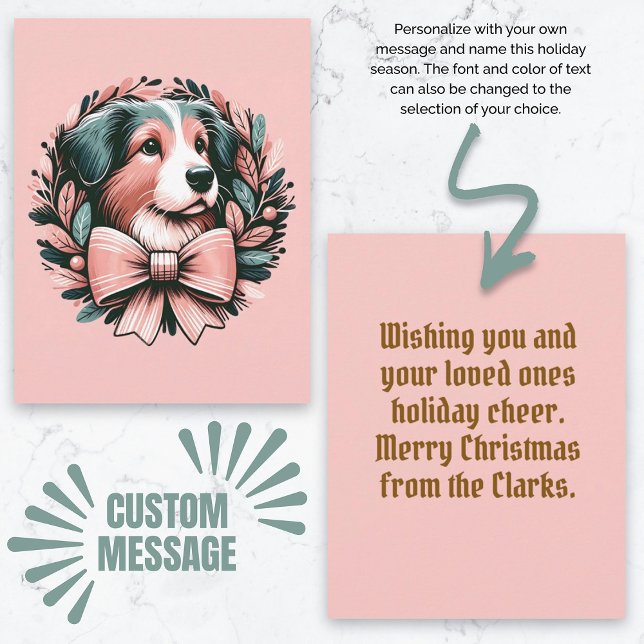 Custom Christmas Australian Shepherd Dog Wreath Card (Custom Christmas Australian Shepherd Dog Wreath Card)