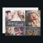 Custom Christmas Baby Photos Joy to the World Holiday Card<br><div class="desc">Personalized this collage baby Christmas greeting/announcement card with your favourite photos. The card is perfect for expressing your excitement in announcing the birth of your first baby and send your family Christmas greeting. Featuring the words "Joy to the world" on a chalkboard background. The words, photos, greeting and sign-off can...</div>
