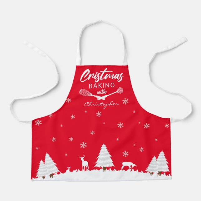 Custom Christmas Baking With (your name) Apron (Front)