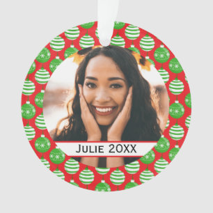 Custom Christmas Baubles Red Green Ornament