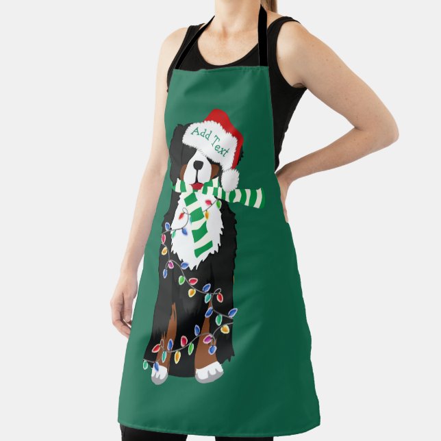 Custom Christmas Bernese Mountain Holiday Dog Apron (Insitu)