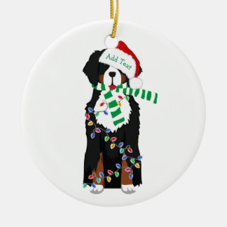 Custom Christmas Bernese Mountain Holiday Dog Ceramic Ornament
