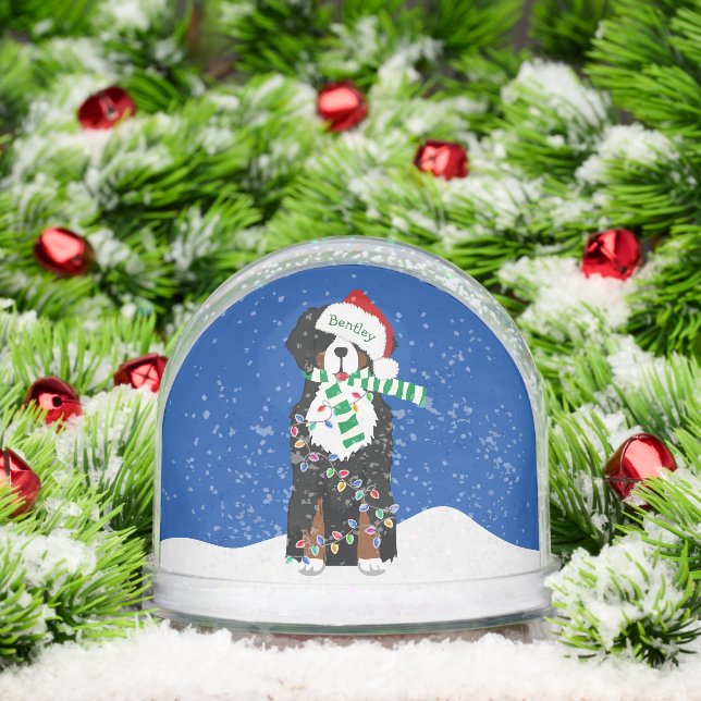 Custom Christmas Bernese Mountain Holiday Dog Snowglobe (Christmas)
