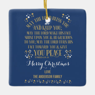 Custom Christmas Blessing Numbers 6:24-26 Photo Ceramic Ornament