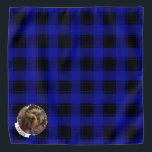 Custom Christmas Blue and Black Plaid Photo Frame Bandana<br><div class="desc">Fun Christmas holiday photo frame template with a blue and black plaid pattern background. Copyright © Angi Laframboise.</div>