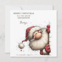 Custom Christmas Card Peeking Santa