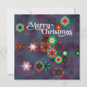 Custom Christmas Card Red and Green Abstract Stars