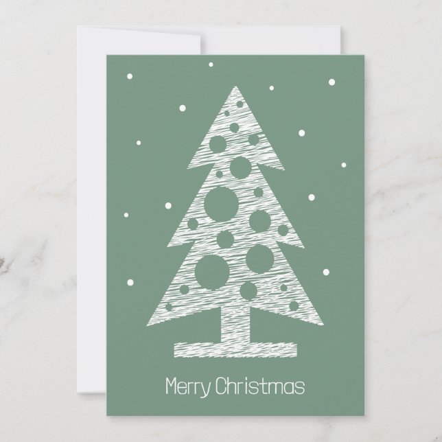 Custom Christmas Card with Abstract Line Art Tree (Front)