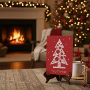 Custom Christmas Card with Abstract Line Art Tree
