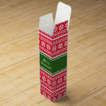 Custom Christmas cardboard wine bottle gift boxes<br><div class="desc">Custom Christmas cardboard paper wine bottle gift boxes. Green and red Nordic snowflake pattern design aka Ugly Christmas Sweater print. Cute design with personalized Merry Christmas greetings and family name. Trendy Holiday party favour or thank you gift idea for friends, family, neighbours, co workers, employee, staff, personnel, company boss, business...</div>