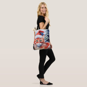 Custom Christmas Cat Design, Christmas Gift Tote Bag