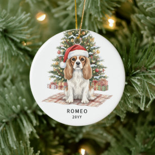Custom Christmas Cavalier King Charles Spaniel Ceramic Ornament