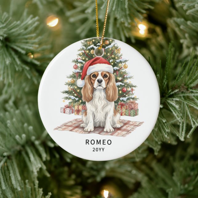 Custom Christmas Cavalier King Charles Spaniel Ceramic Ornament (Tree)