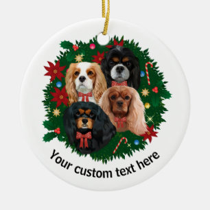 Custom Christmas Cavalier King Spaniel  Ceramic Ornament