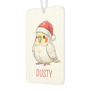 Custom Christmas Cockatiel Wearing Santa Hat Air Freshener