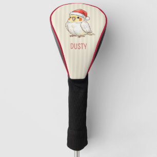 Custom Christmas Cockatiel Wearing Santa Hat Golf Head Cover