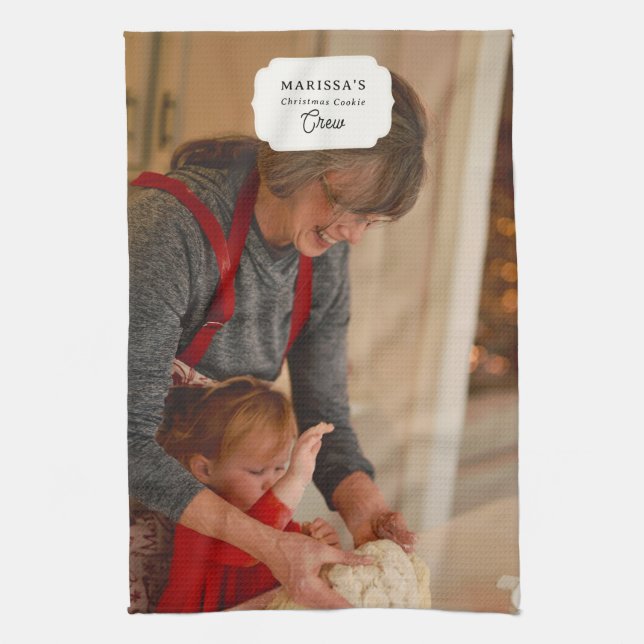 Custom Christmas Cookie Baking Crew Personalized Kitchen Towel (Vertical)
