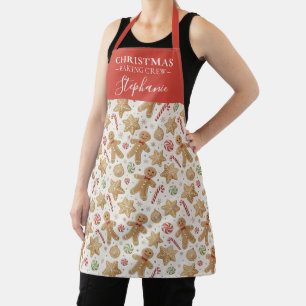 Custom Christmas Cookie Gingerbread Pattern Name Apron