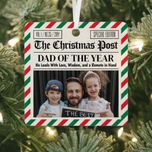 Custom Christmas Dad Gift, Fun Dad Newspaper  Metal Ornament