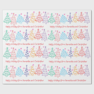 Custom Christmas Doodle Modern Minimal Fun Festive Wrapping Paper