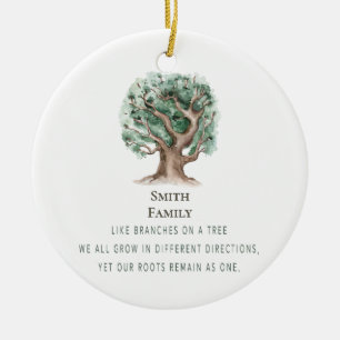 Custom Christmas Family Tree Monogrammed Ceramic Ornament