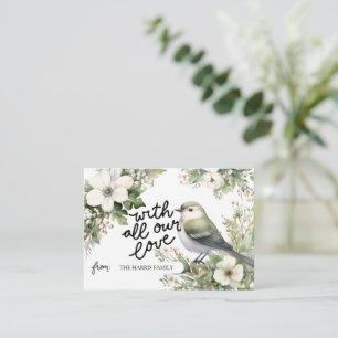 Custom Christmas Flowers & Bird With All Our Love Card