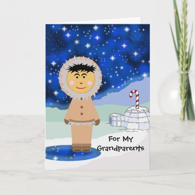 Custom Christmas for Grandparents, Cute Inuit Holiday Card (Front)