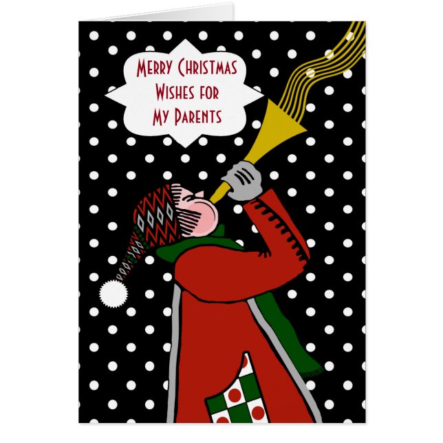 Custom Christmas for Parents, Trumpet in Snow (Front)