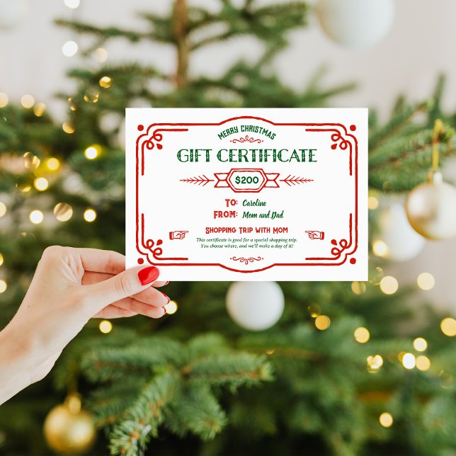 Custom Christmas Gift Certificate Holiday Card (Creator Uploaded)