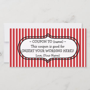 CUSTOM CHRISTMAS GIFT COUPON FOR MOM OR DAD HOLIDAY CARD
