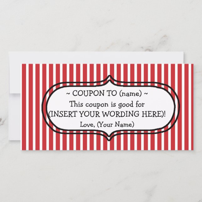 CUSTOM CHRISTMAS GIFT COUPON HOLIDAY CARD (Front)