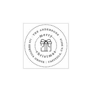 Custom Christmas Gift Family Name Return Address Rubber Stamp