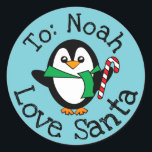 Custom Christmas Gift From Santa Sticker Penguin<br><div class="desc">Custom Christmas Gift From Santa Sticker Label Penguin</div>