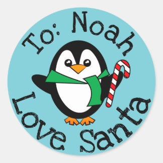 Custom Christmas Gift From Santa Sticker Penguin